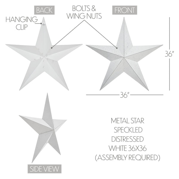 Metal Star Speckled White Distressed 36x36