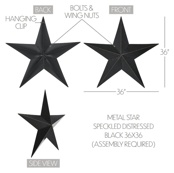 Metal Star Speckled Black Distressed 36x36