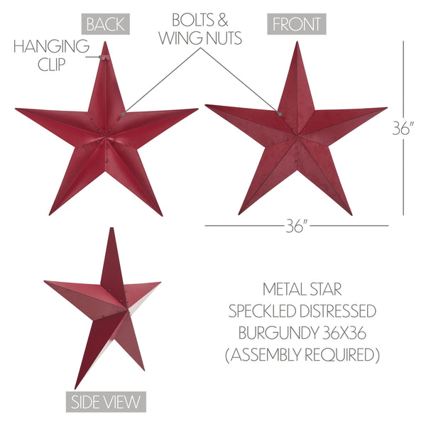 Metal Star Speckled Burgundy Distressed 36x36