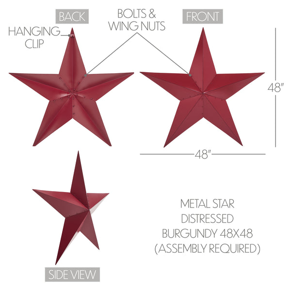 Metal Star Burgundy Distressed 48x48