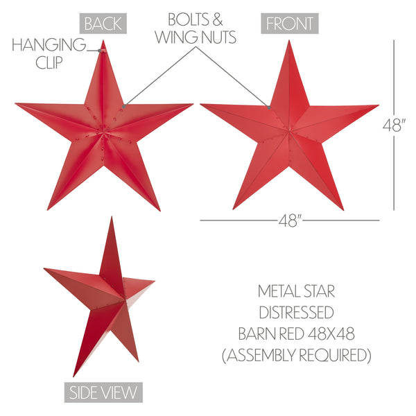 Metal Star Barn Red Distressed 48x48