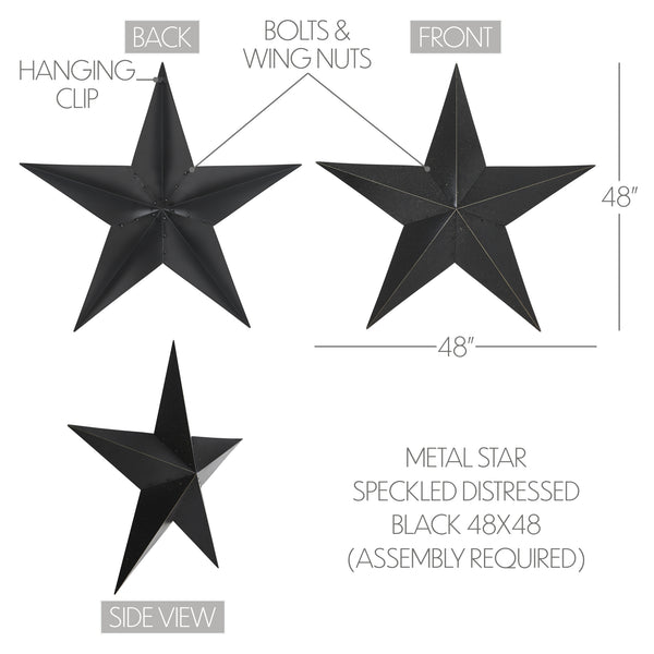 Metal Star Speckled Black Distressed 48x48