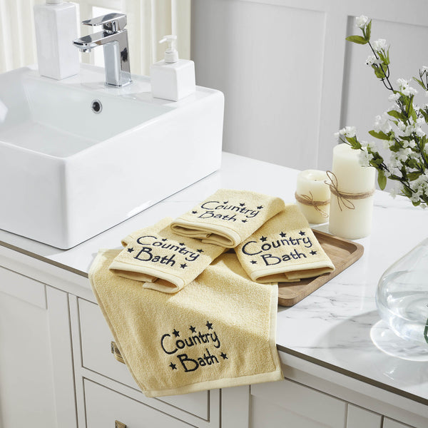 Navy Country Bath Stars Creme Washcloth Set of 4 12x12