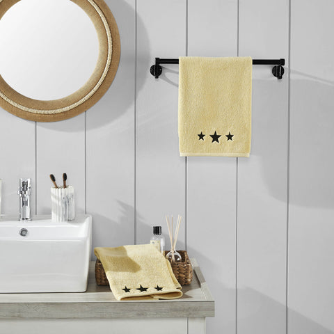 Black Stars Creme Hand Towel Set of 2 16x26