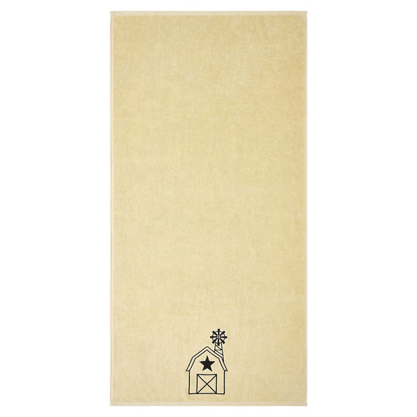 Black Barn w/ Mill Creme Bath Towel Set of 2 27x54