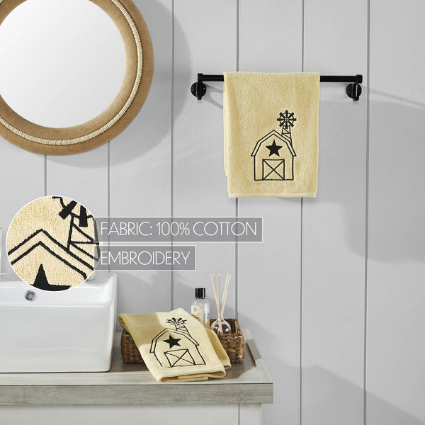 Black Barn w/ Mill Creme Hand Towel Set of 2 16x26
