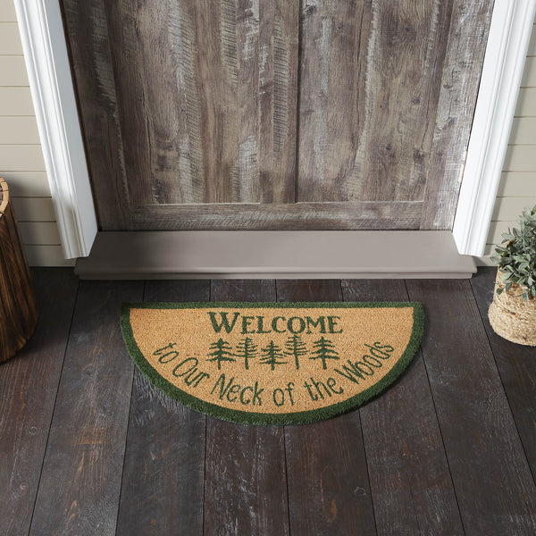 Neck Of Woods Coir Welcome Rug Half Circle 16.5x33