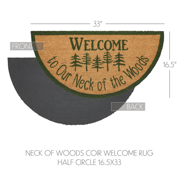 Neck Of Woods Coir Welcome Rug Half Circle 16.5x33