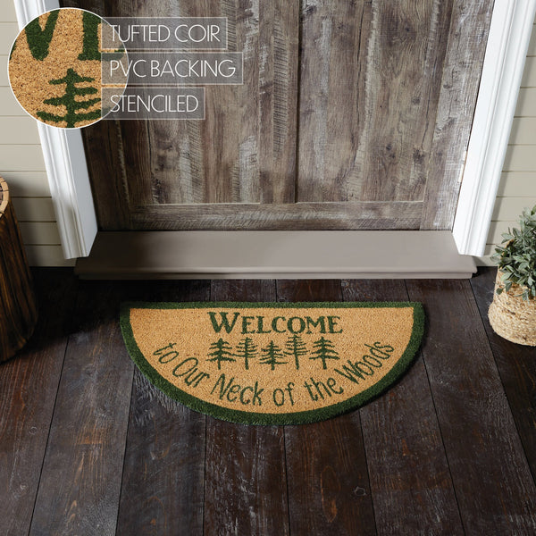 Neck Of Woods Coir Welcome Rug Half Circle 16.5x33