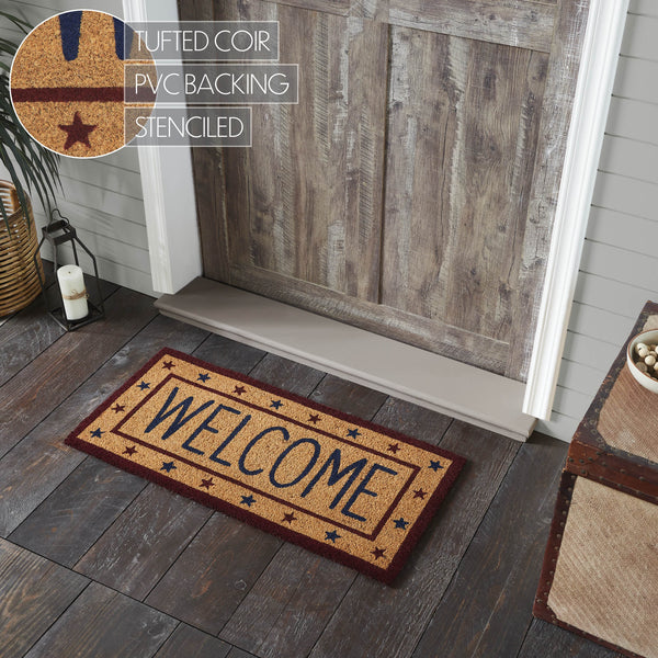 Patriotic Stars Welcome Coir Rug Rect 17x36