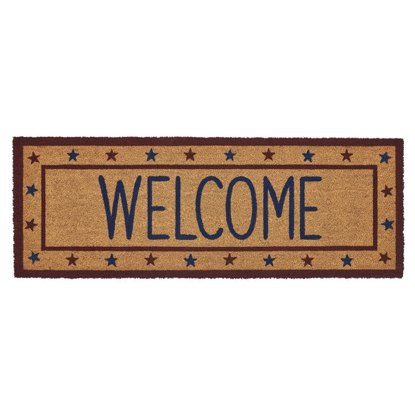 Patriotic Stars Welcome Coir Rug Rect 17x48