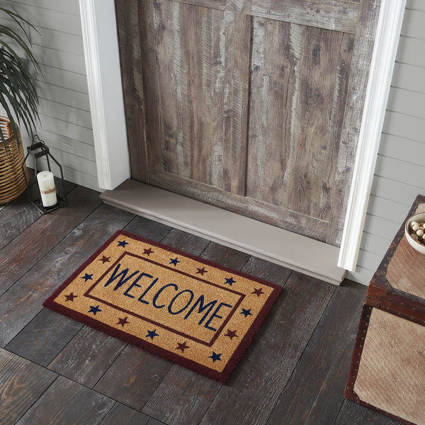 Patriotic Stars Welcome Coir Rug Rect 20x30