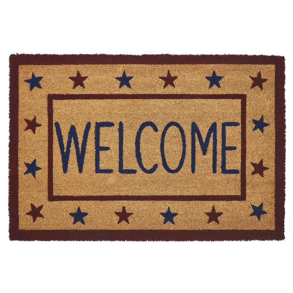 Patriotic Stars Welcome Coir Rug Rect 20x30