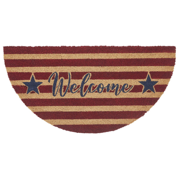 Patriotic Stripes Coir Welcome Rug Half Circle 16.5x33