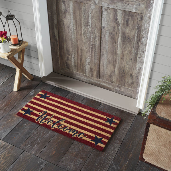 Patriotic Stripes Coir Welcome Rug Rect 17x36