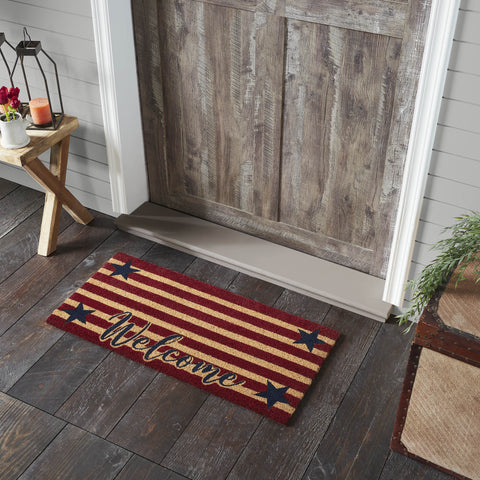 Patriotic Stripes Coir Welcome Rug Rect 17x36