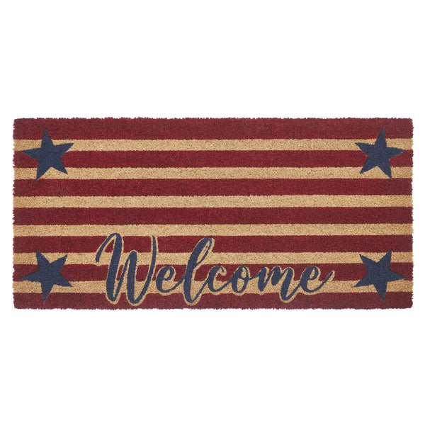 Patriotic Stripes Coir Welcome Rug Rect 17x36