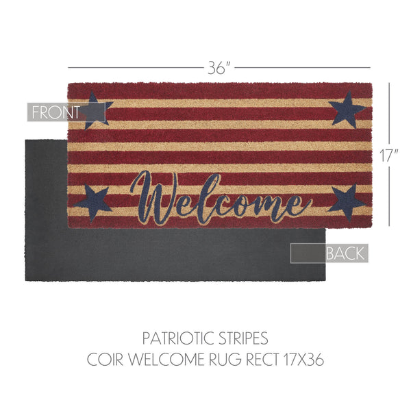 Patriotic Stripes Coir Welcome Rug Rect 17x36