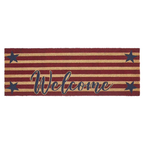 Patriotic Stripes Coir Welcome Rug Rect 17x48