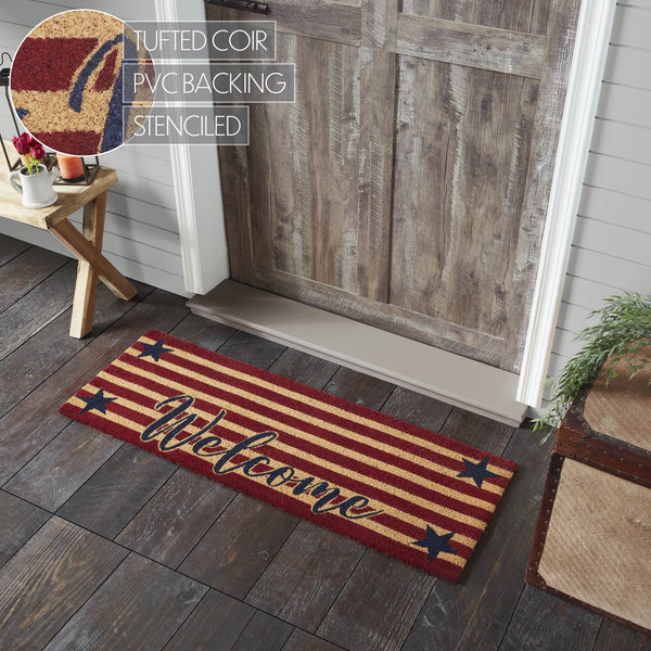 Patriotic Stripes Coir Welcome Rug Rect 17x48