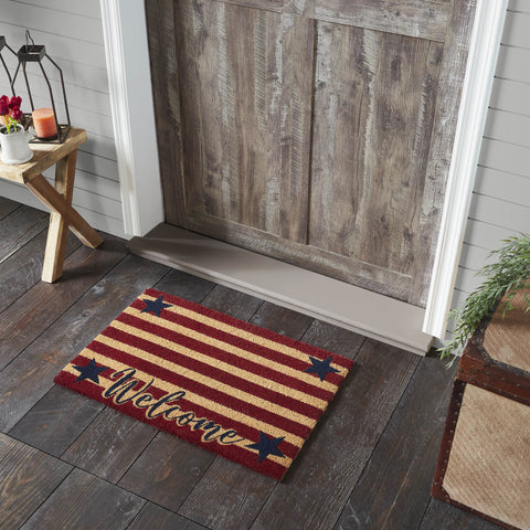 Patriotic Stripes Coir Welcome Rug Rect 20x30