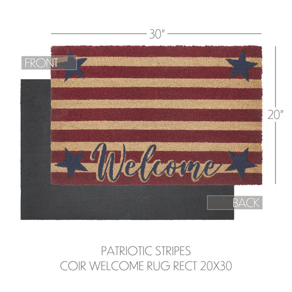Patriotic Stripes Coir Welcome Rug Rect 20x30
