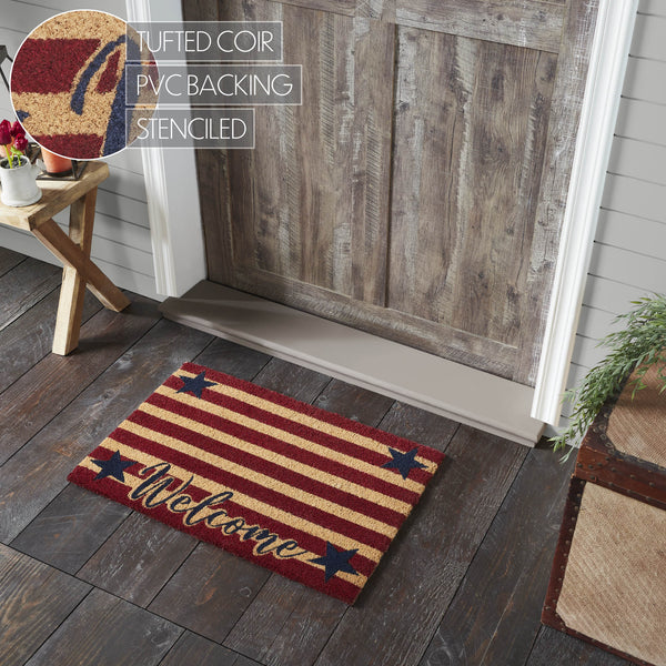Patriotic Stripes Coir Welcome Rug Rect 20x30