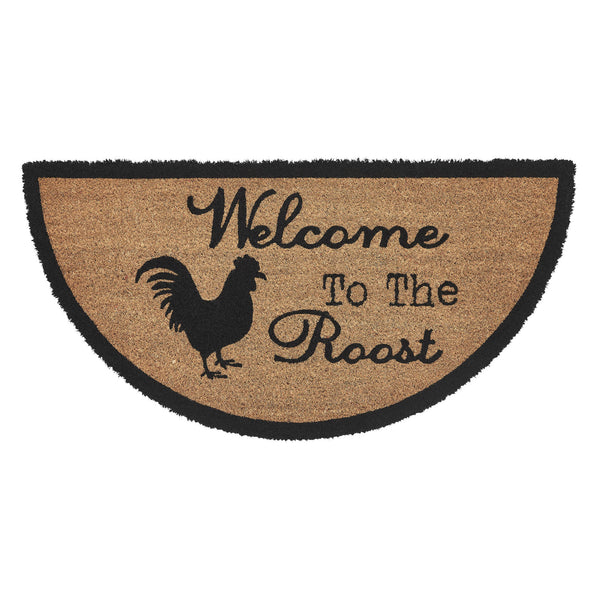 Down Home Welcome to the Roost Coir Rug Half Circle 16.5x33