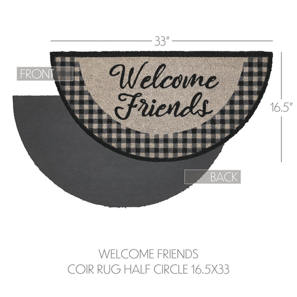Finders Keepers Welcome Friends Coir Rug Half Circle 16.5x33