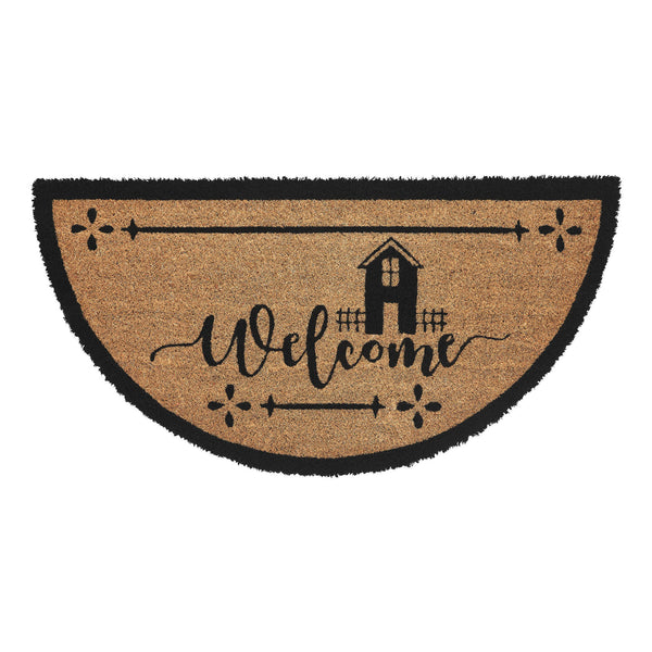 Saltbox Coir Welcome Rug Half Circle 16.5x33