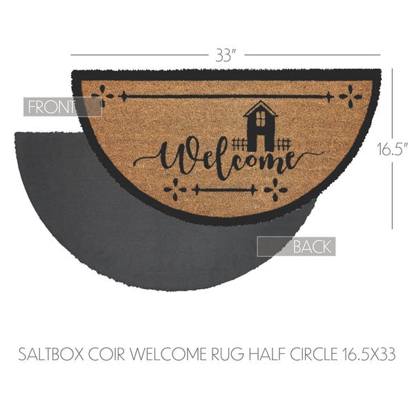 Saltbox Coir Welcome Rug Half Circle 16.5x33