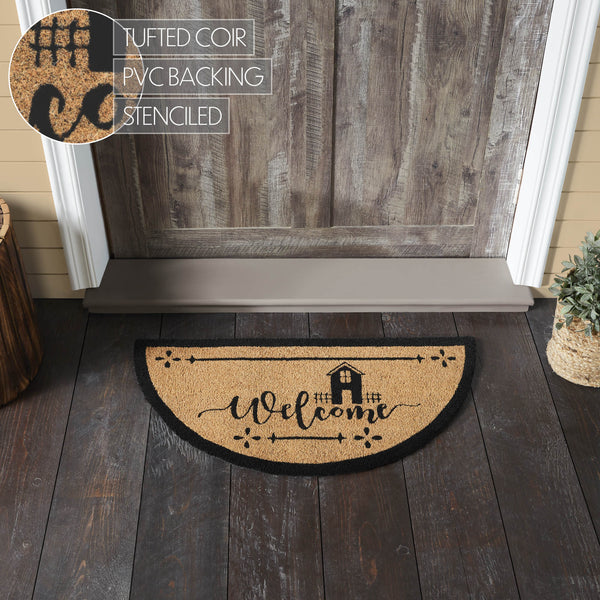 Saltbox Coir Welcome Rug Half Circle 16.5x33