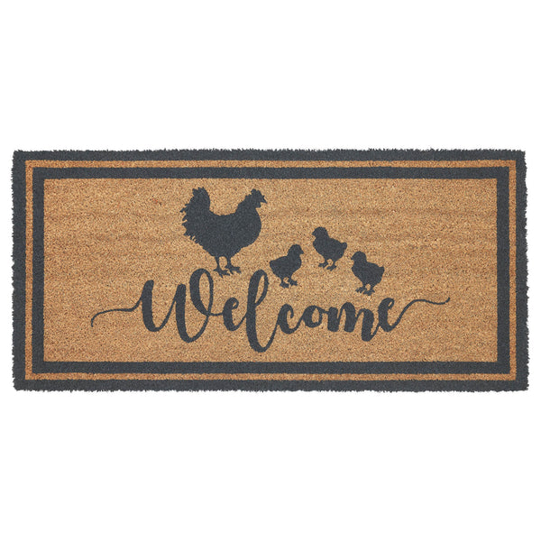 Down Home Hen & Chicks Coir Welcome Rug Rect 17x36
