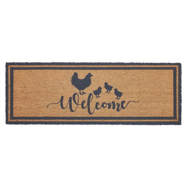 Down Home Hen & Chicks Coir Welcome Rug Rect 17x48