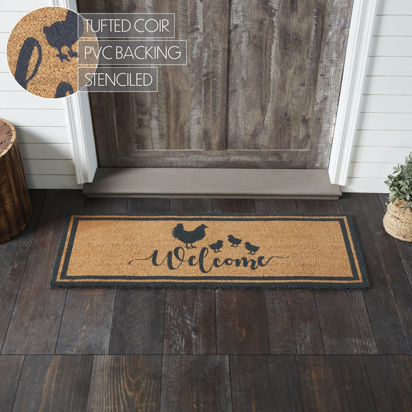 Down Home Hen & Chicks Coir Welcome Rug Rect 17x48