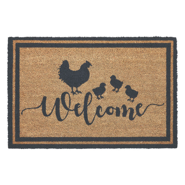 Down Home Hen & Chicks Coir Welcome Rug Rect 20x30