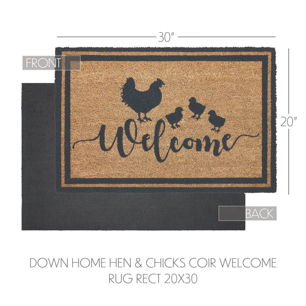 Down Home Hen & Chicks Coir Welcome Rug Rect 20x30