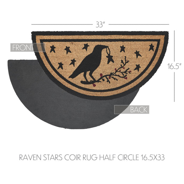 Raven Stars Coir Rug Half Circle 16.5x33