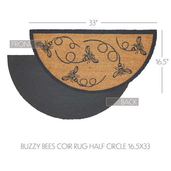 Buzzy Bees Coir Rug Half Circle 16.5x33