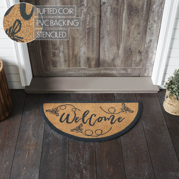 Buzzy Bees Coir Welcome Rug Half Circle 16.5x33