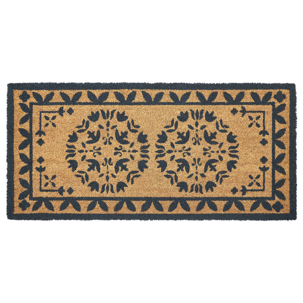 Charleston Mosaic Charcoal Coir Rug Rect 17x36