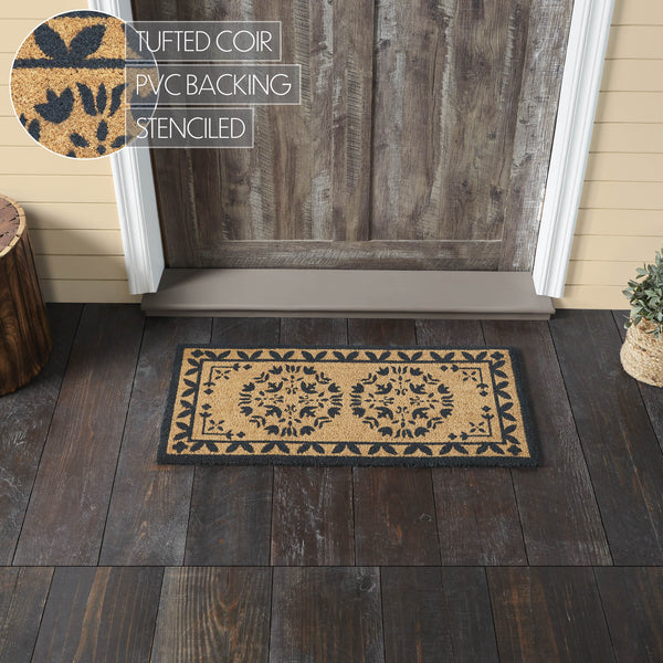 Charleston Mosaic Charcoal Coir Rug Rect 17x36