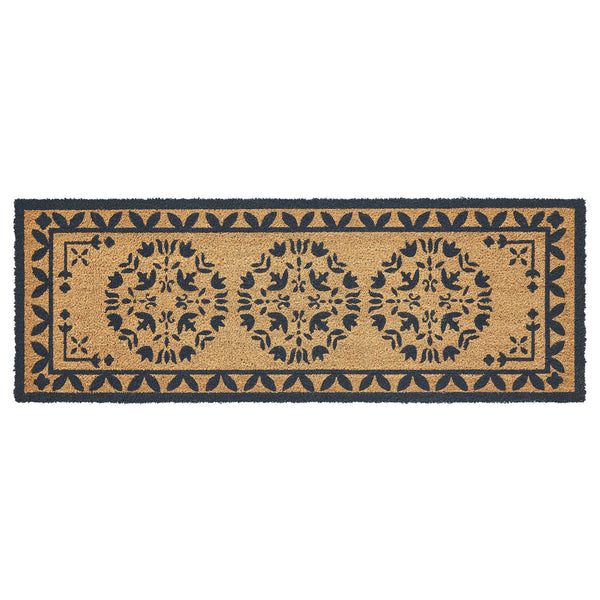 Charleston Mosaic Charcoal Coir Rug Rect 17x48