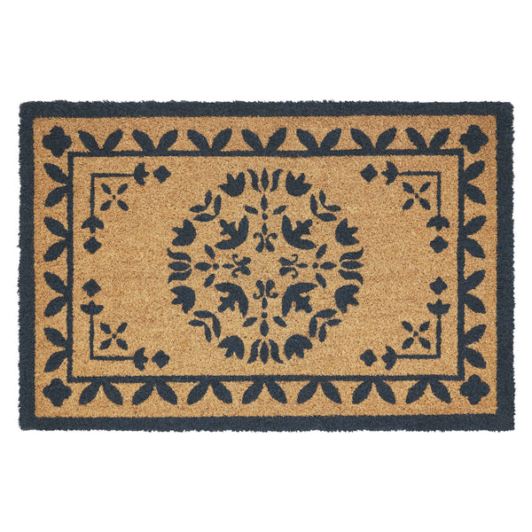 Charleston Mosaic Charcoal Coir Rug Rect 20x30