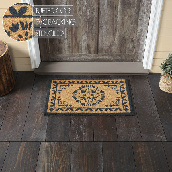 Charleston Mosaic Charcoal Coir Rug Rect 20x30