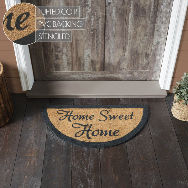 Home Sweet Home Coir Rug Half Circle 16.5x33