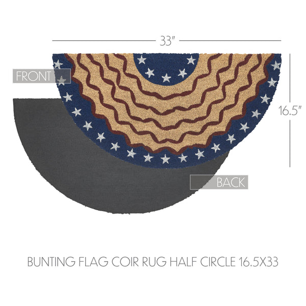 Bunting Flag Coir Rug Half Circle 16.5x33