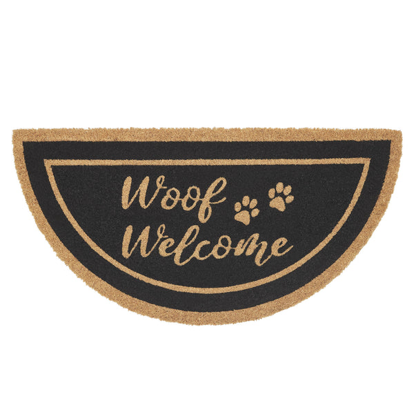 Woof Welcome Coir Rug Half Circle 16.5x33
