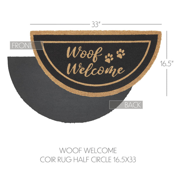 Woof Welcome Coir Rug Half Circle 16.5x33