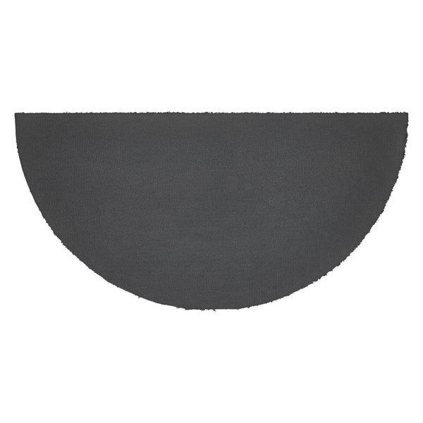 Charleston Mosaic Black Grey Coir Rug Half Circle 16.5x33
